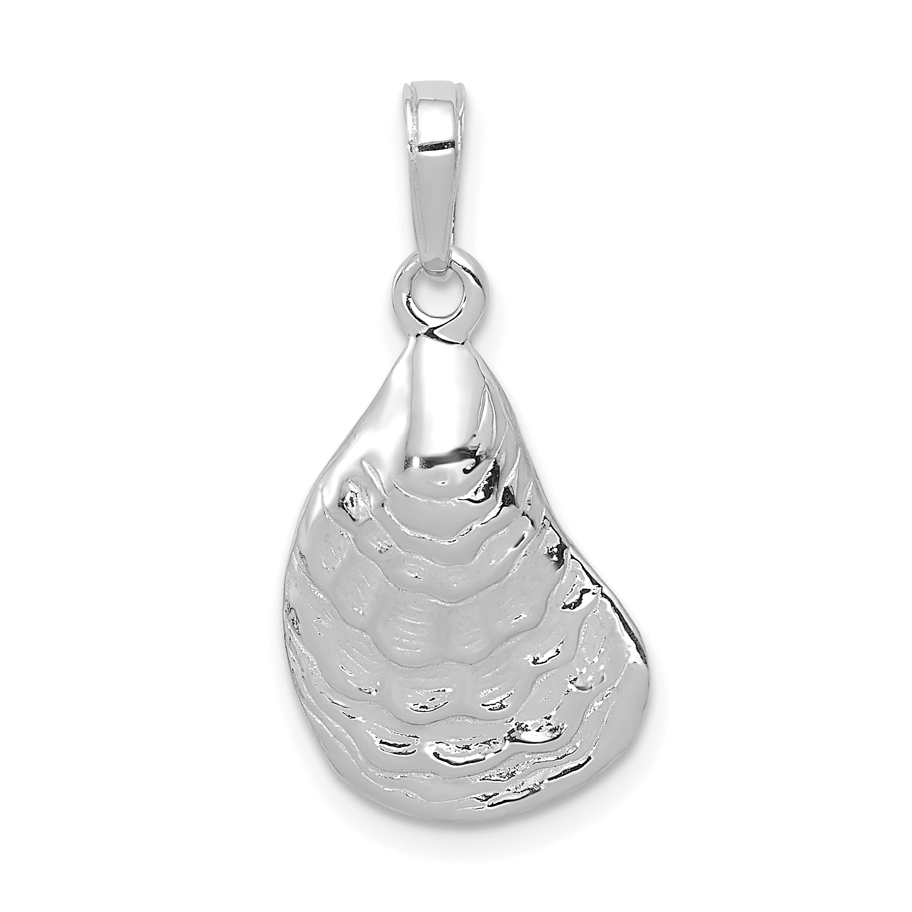 14K White Gold Oyster Shell Pendant