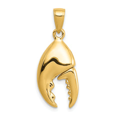 14K Gold 3D Moveable Stone Crab Claw Pendant for Men Polished Finish