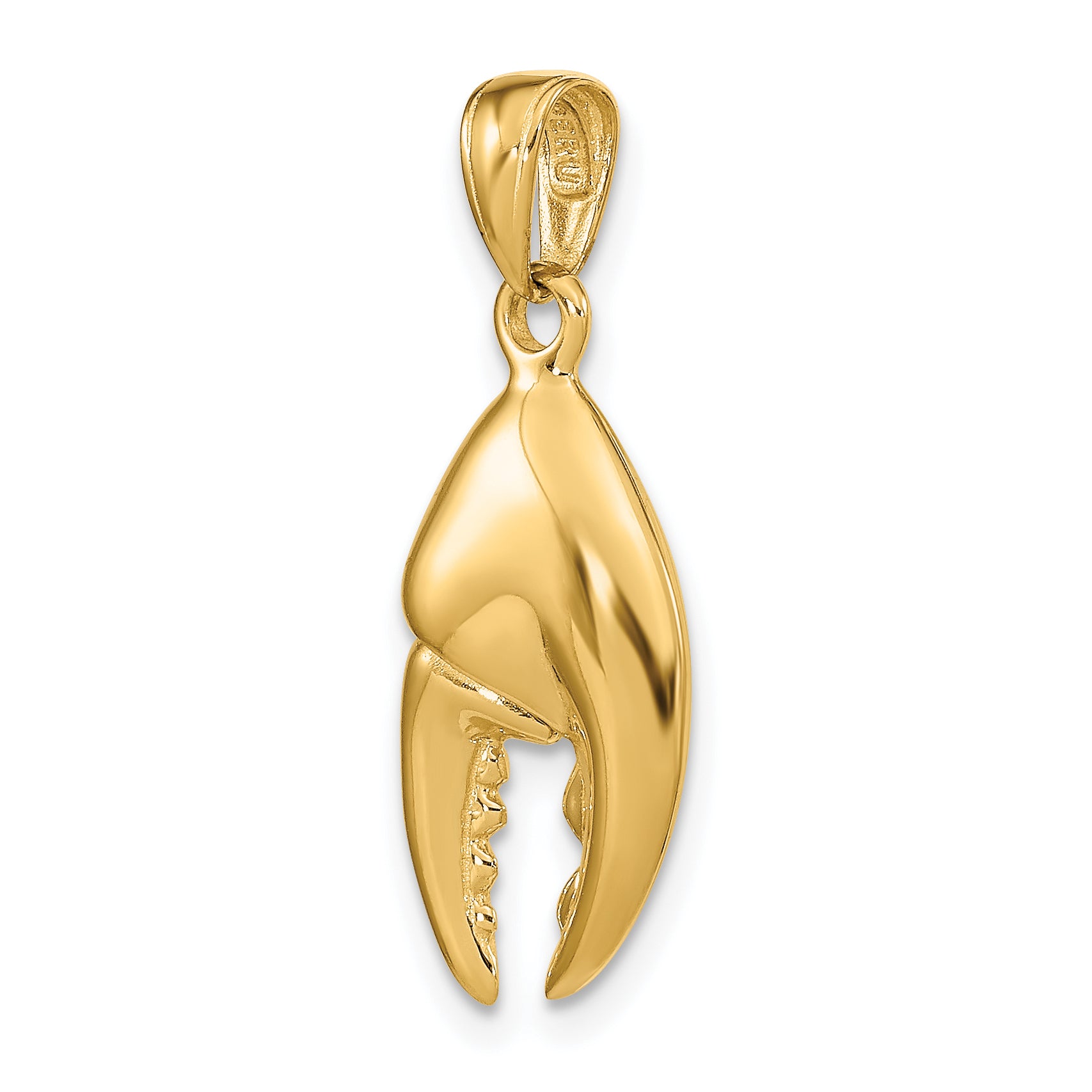 14K Gold 3D Moveable Stone Crab Claw Pendant for Men Polished Finish