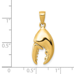 14K Gold 3D Moveable Stone Crab Claw Pendant for Men Polished Finish