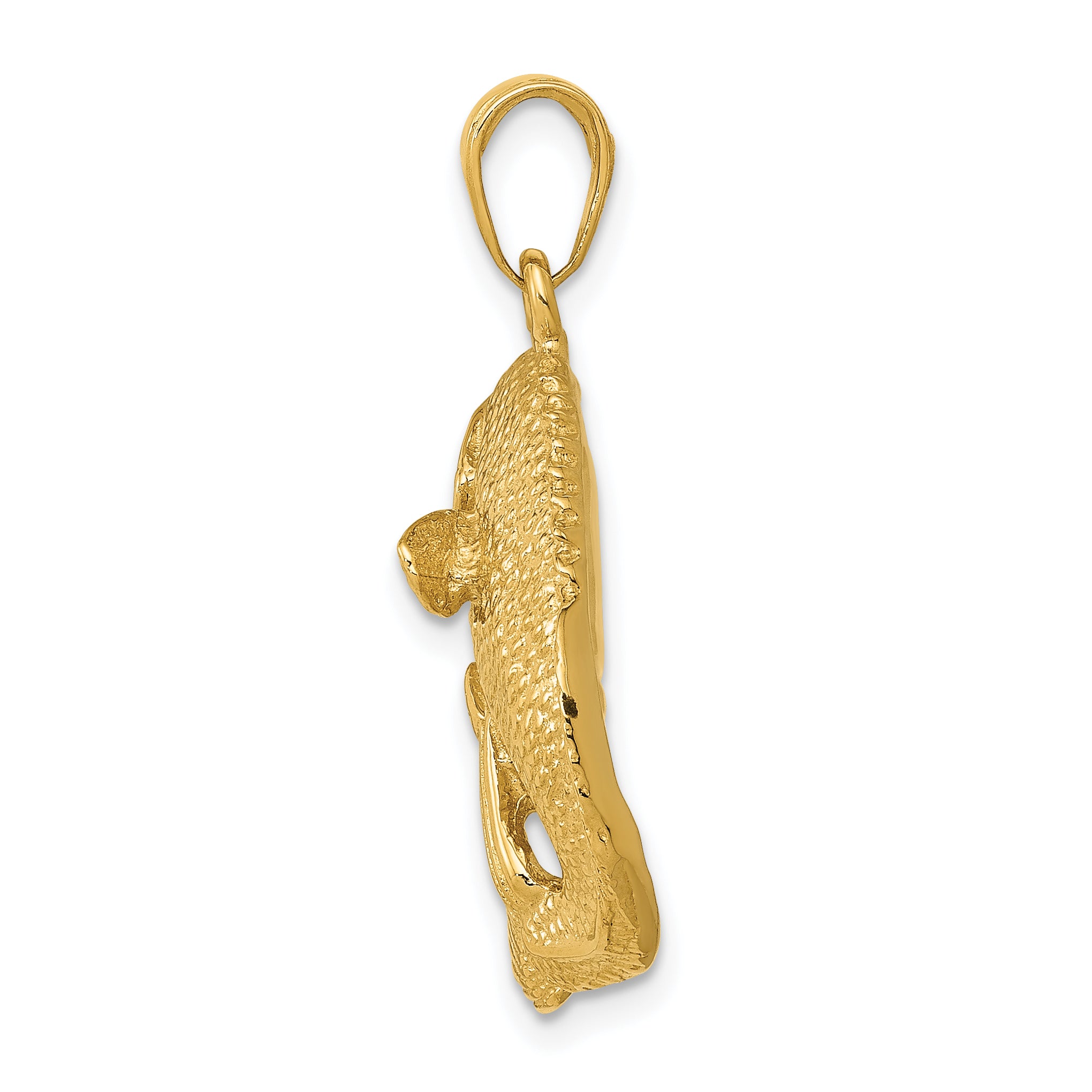 14K Gold Bass Fish Jumping Pendant for Men  Solid & Casted Design