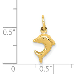 14K Gold Dolphin Charm Pendant Elegant Themed Design, 16mm