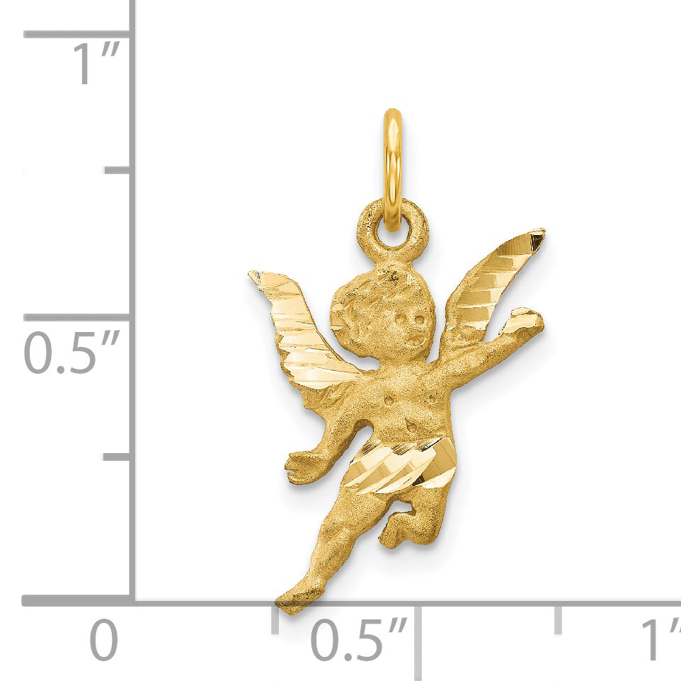 14k Diamond-cut Angel Charm