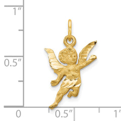 14K Gold Diamond-Cut Angel Charm with Elegant Closed Back Design