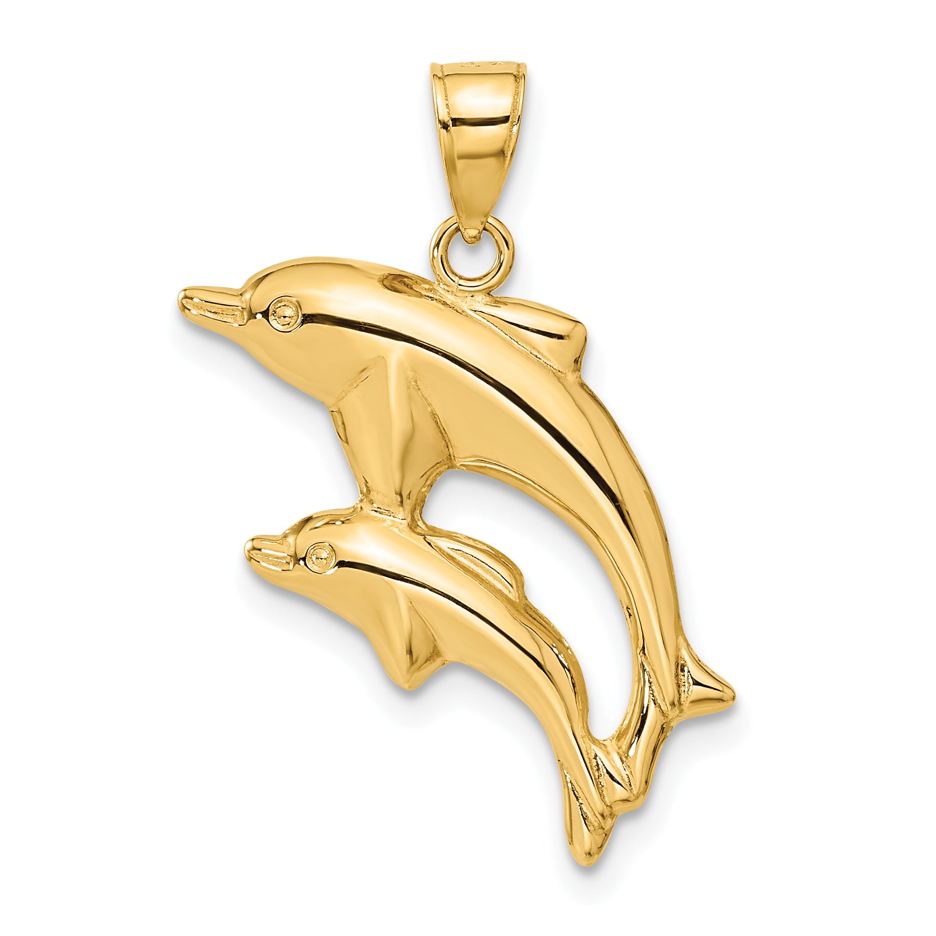 14K Gold Dolphin Pair Pendant Elegant Themed Design for Men