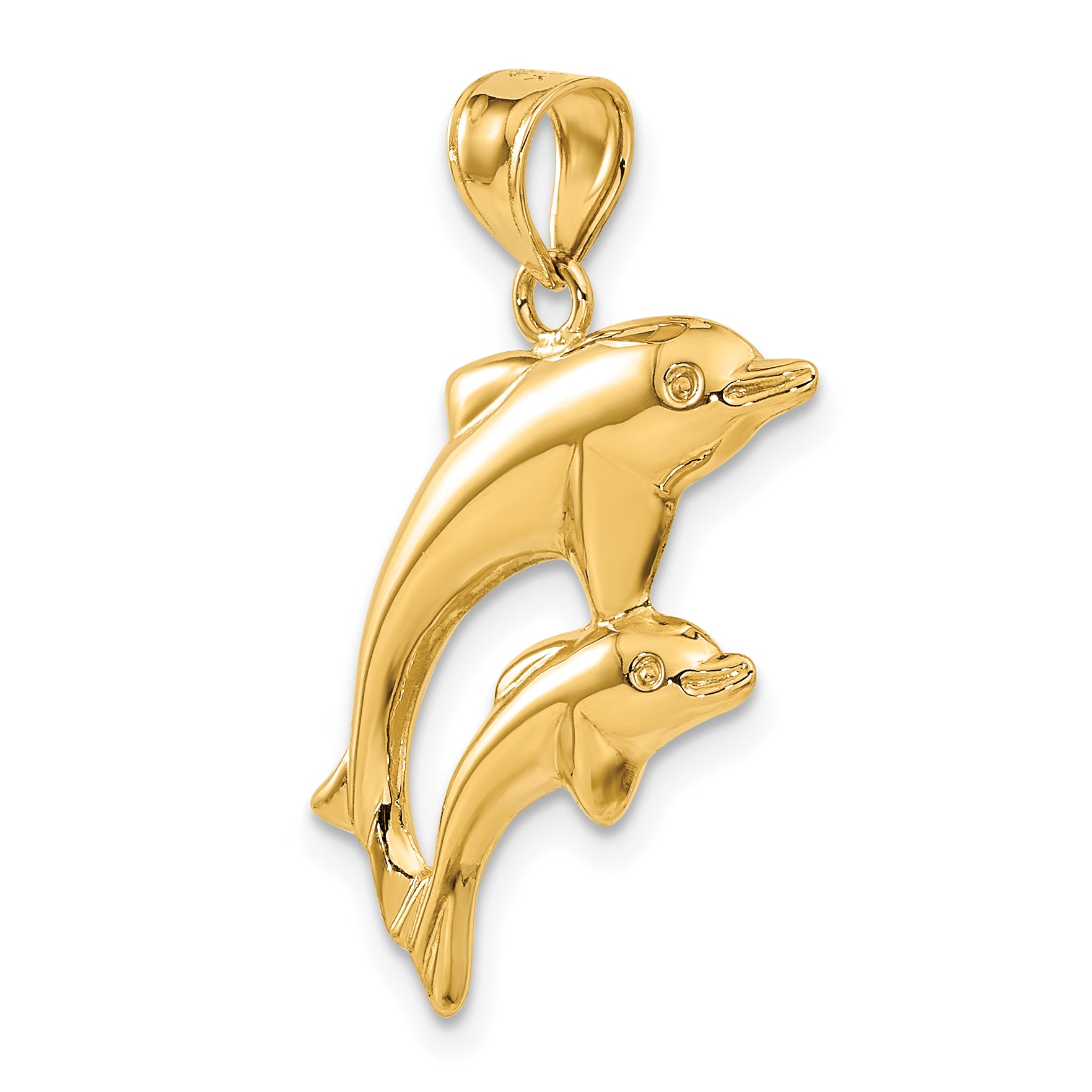 14K Gold Dolphin Pair Pendant Elegant Themed Design for Men