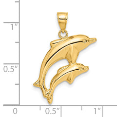 14K Gold Dolphin Pair Pendant Elegant Themed Design for Men