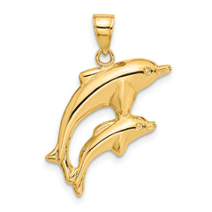 14k Dolphin Pair Pendant