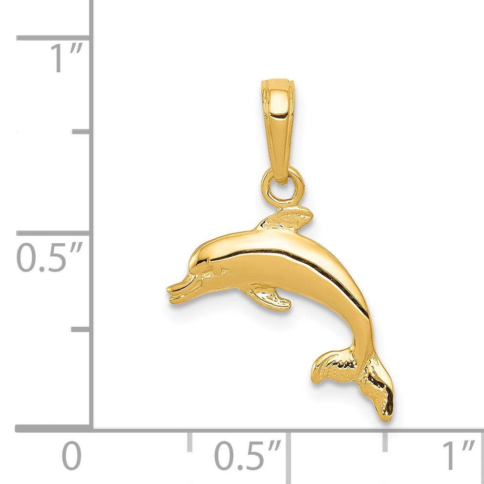 14K Gold Dolphin Pendant with Polished Finish  Elegant Ocean-Inspired Charm