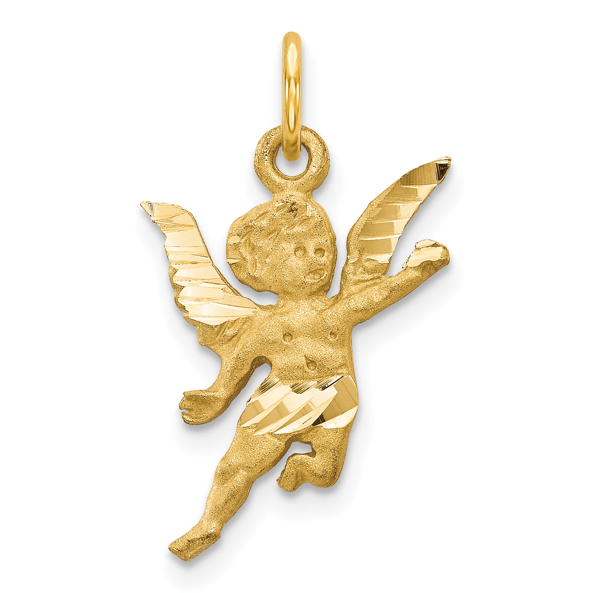 14k Diamond-cut Angel Charm