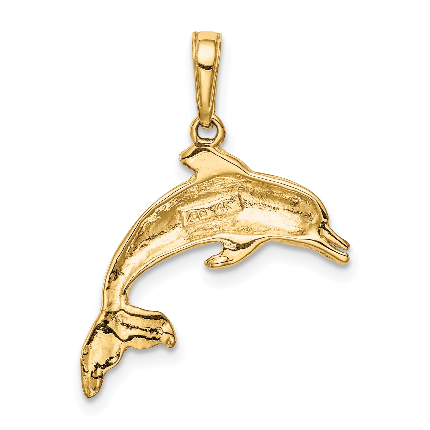 14K Gold Dolphin Pendant for Men  Solid Casted Elegant Design