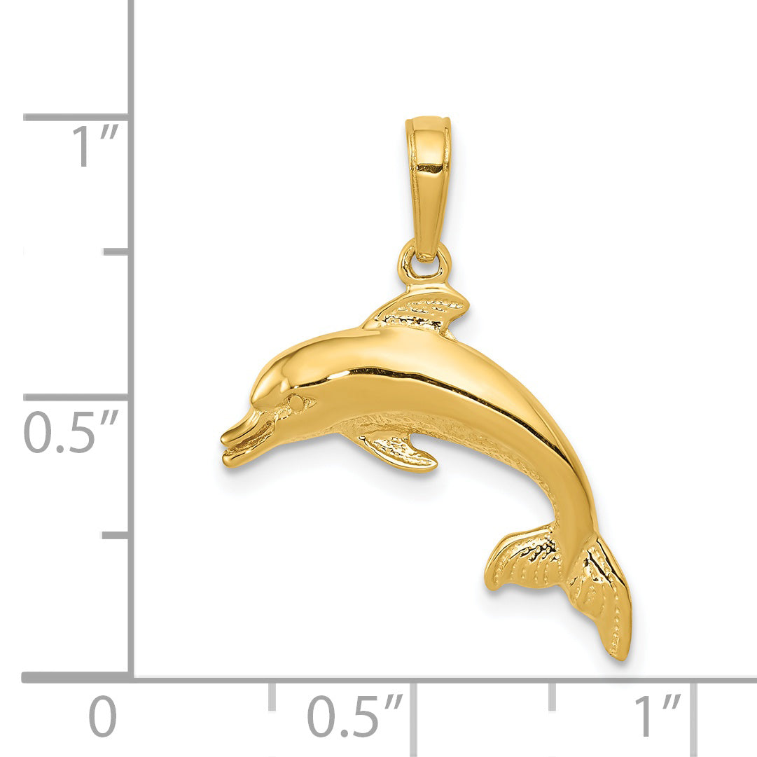 14K Gold Dolphin Pendant for Men  Solid Casted Elegant Design