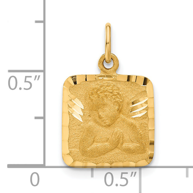 14K Satin and Diamond-Cut Angel Charm