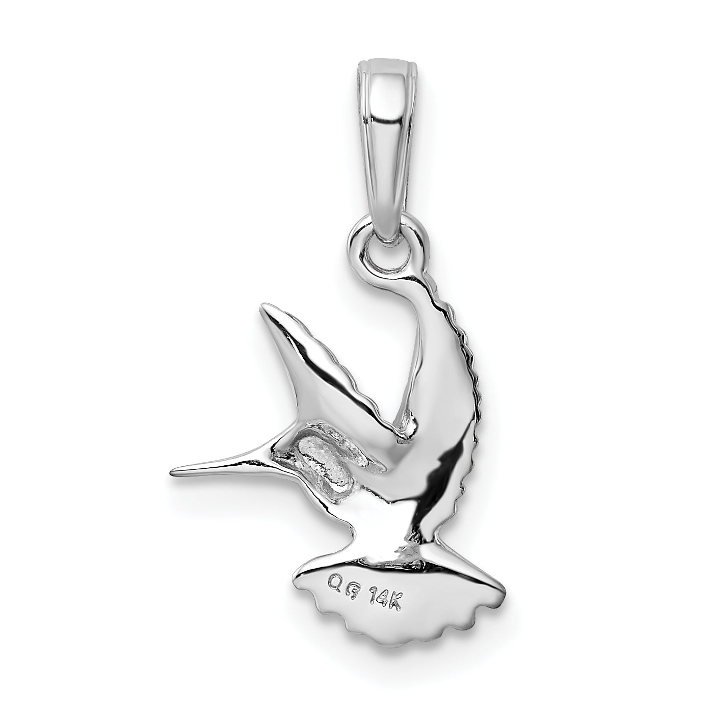 14k White Gold Hummingbird Pendant