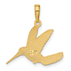 14K Gold Hummingbird in Flight Pendant with Polished Finish