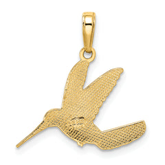 14k w/Rhodium Diamond-cut Humming Bird Pendant