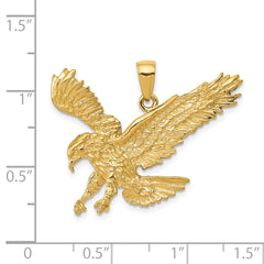 14k Textured Eagle Landing Pendant