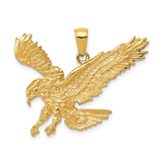 14k Textured Eagle Landing Pendant