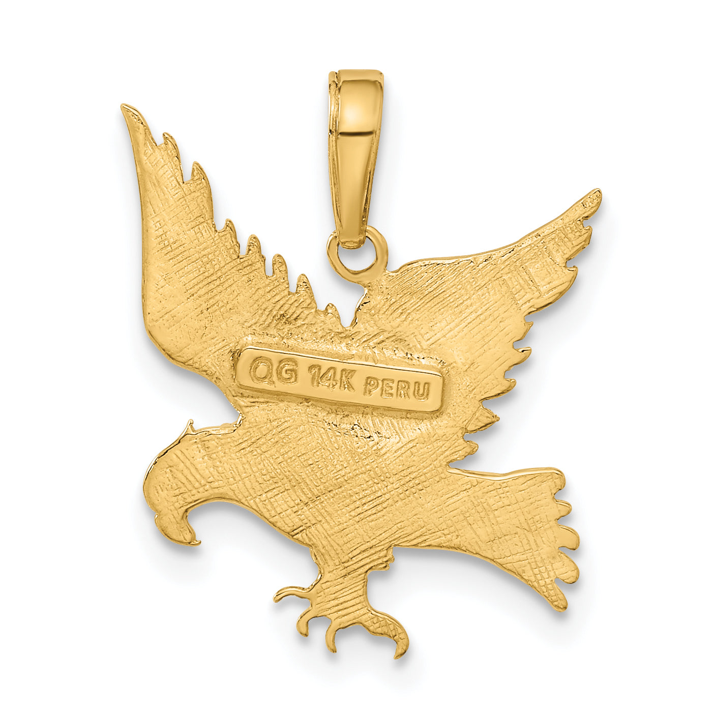 14K Gold Eagle Pendant for Men with Polished Textured Finish