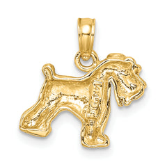 14K Gold Schnauzer Dog Pendant with Polished Textured Finish