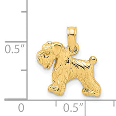 14K Gold Schnauzer Dog Pendant with Polished Textured Finish