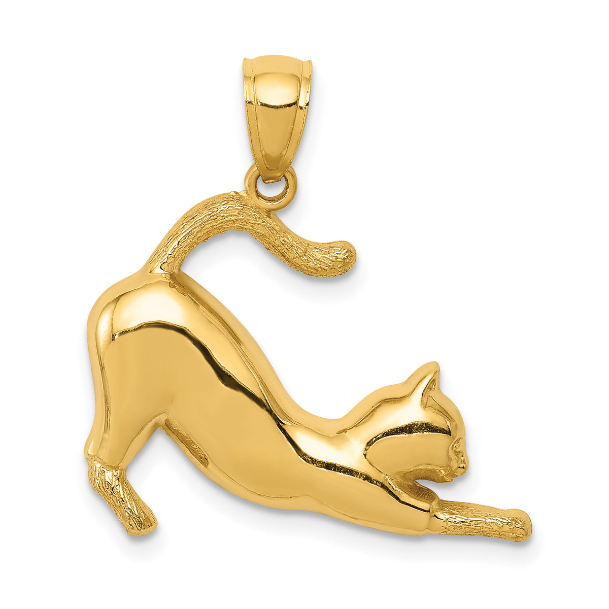 14k Stretching Cat Pendant