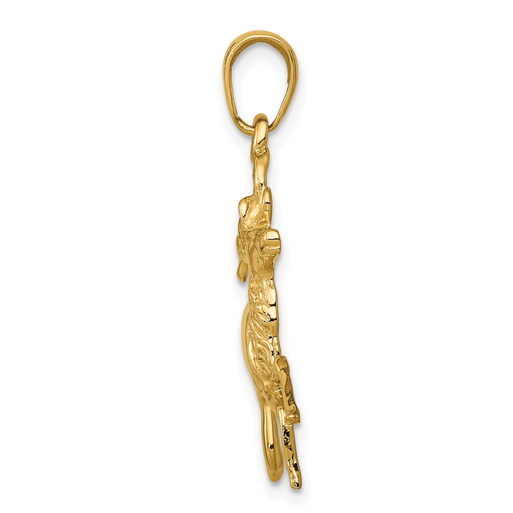 14K Gold Men's Running Deer Pendant  Solid, Casted, Detailed Design