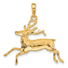 14K Gold Men's Running Deer Pendant  Solid, Casted, Detailed Design