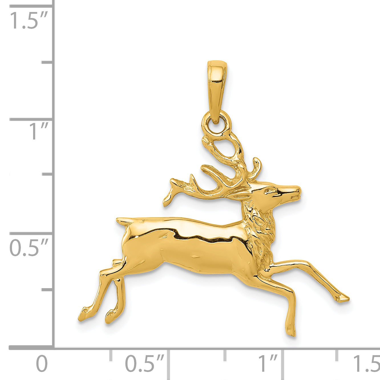 14K Gold Men's Running Deer Pendant  Solid, Casted, Detailed Design