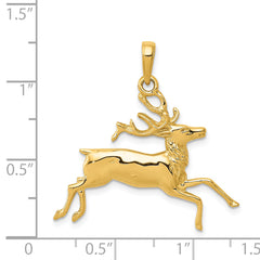 14K Gold Men's Running Deer Pendant  Solid, Casted, Detailed Design