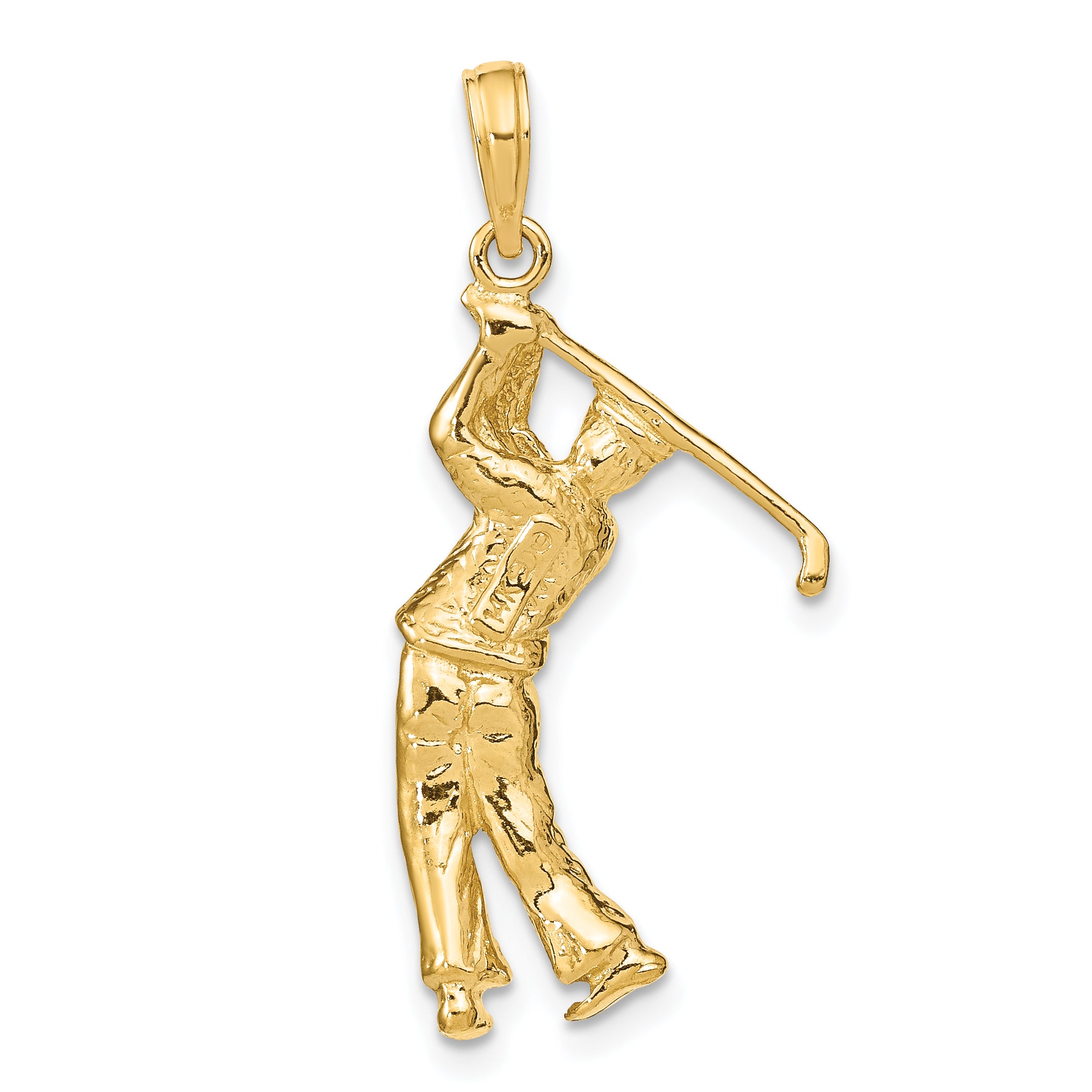 14k 3-D Golfer in Swing Charm