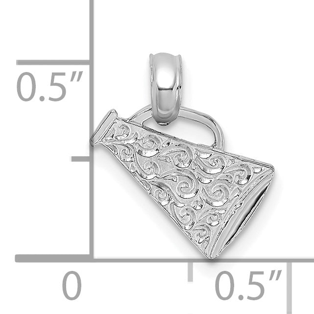 14K White Gold Megaphone with Handle Pendant