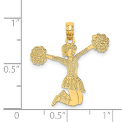 14k Cheerleader Jumping with Pom-Pom's Charm