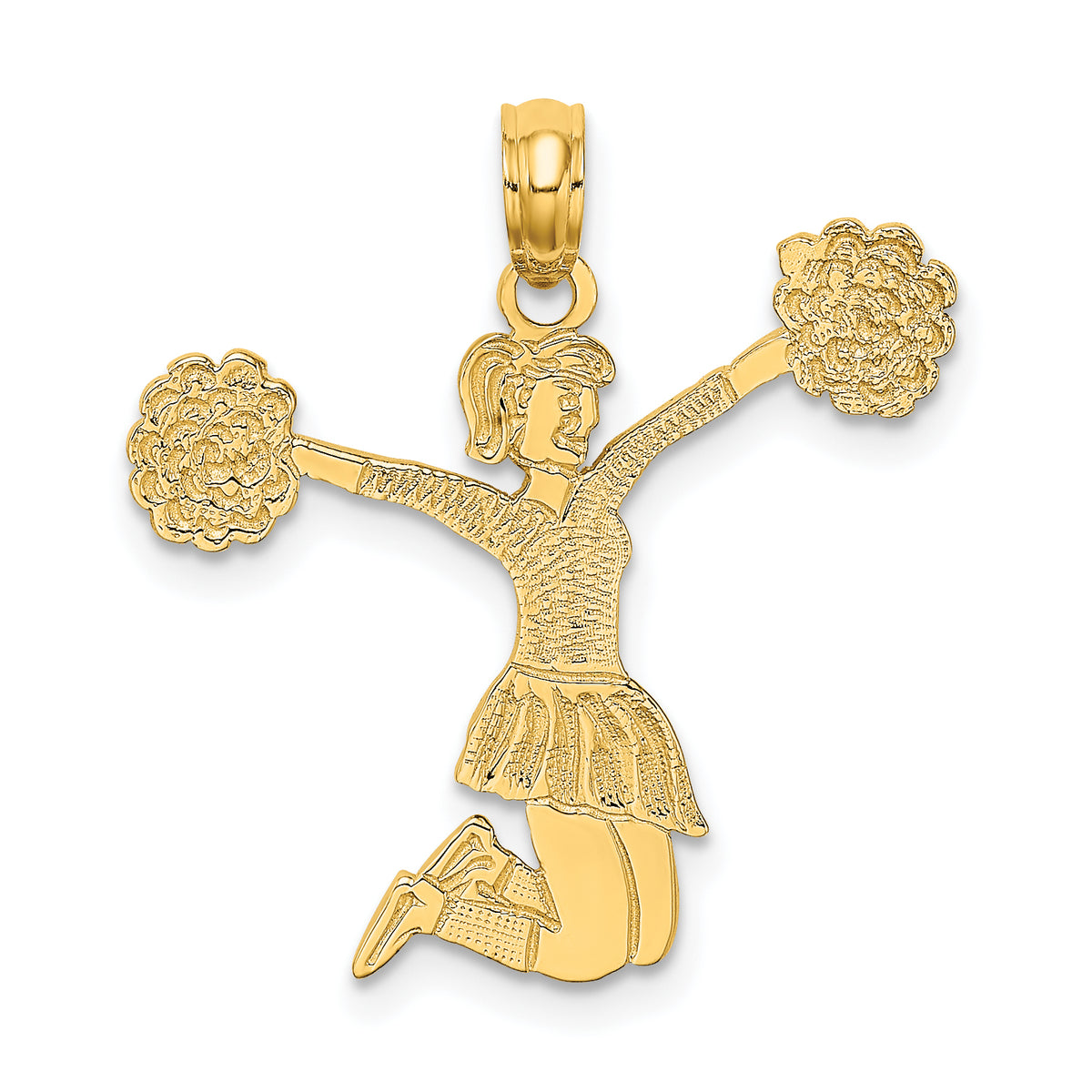 14k Cheerleader Jumping with Pom-Pom's Charm