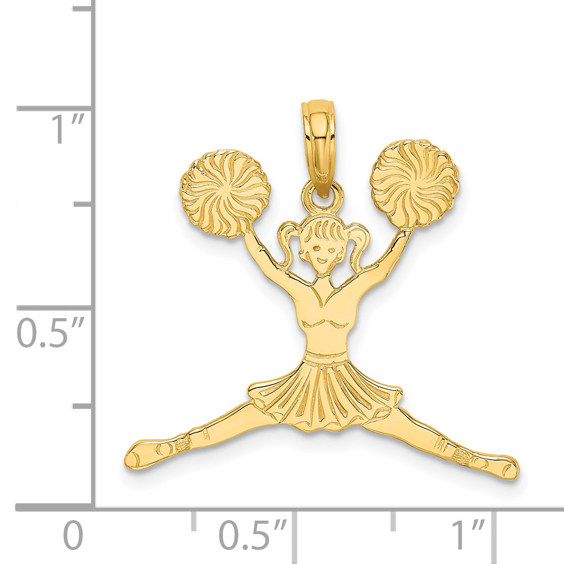 14k Cheerleader Jumping with Pom-Poms Charm