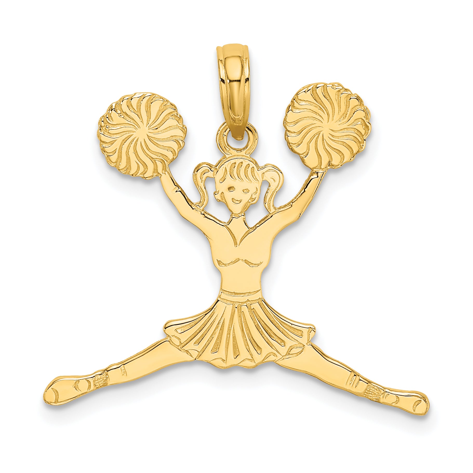 14k Cheerleader Jumping with Pom-Poms Charm