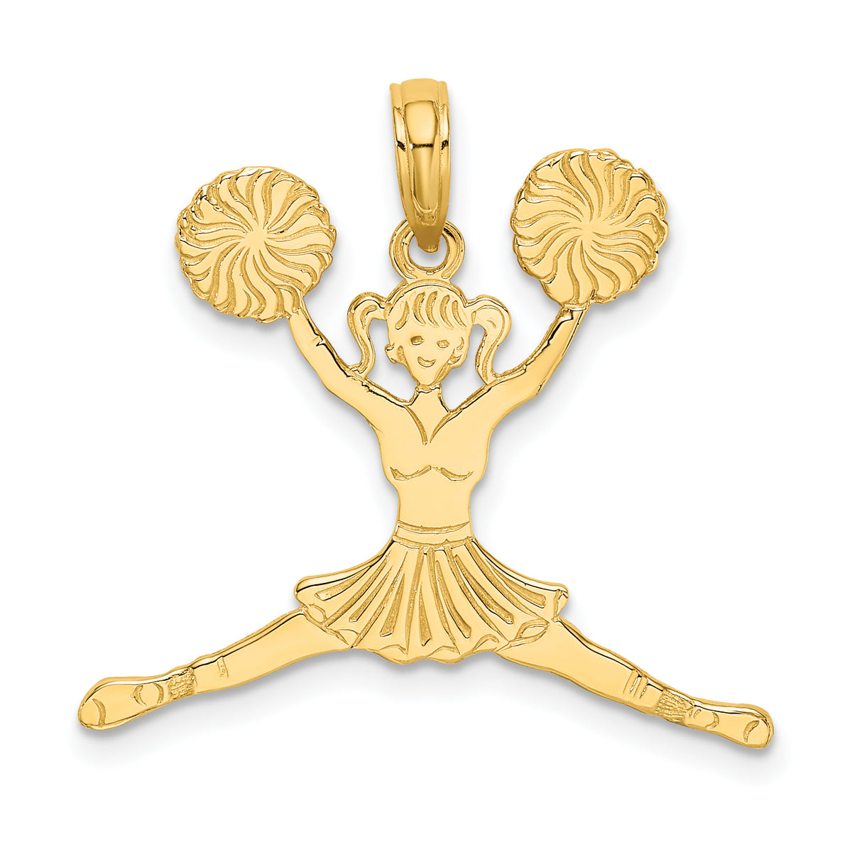 14k Cheerleader Jumping with Pom-Poms Charm