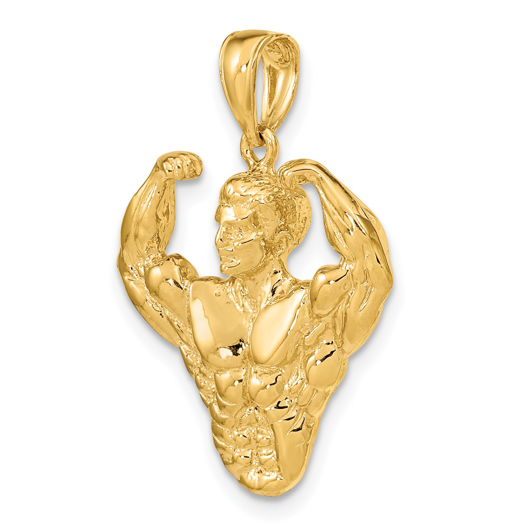 14k 3-D Bodybuilder Waist Up Pendant