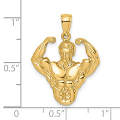 14k 3-D Bodybuilder Waist Up Pendant