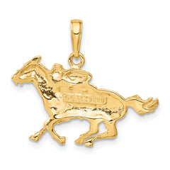 14K Gold Jockey on Horse Pendant with Polished Finish for Men