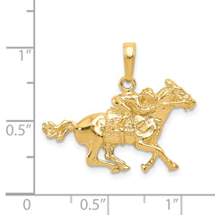 14K Gold Jockey on Horse Pendant with Polished Finish for Men