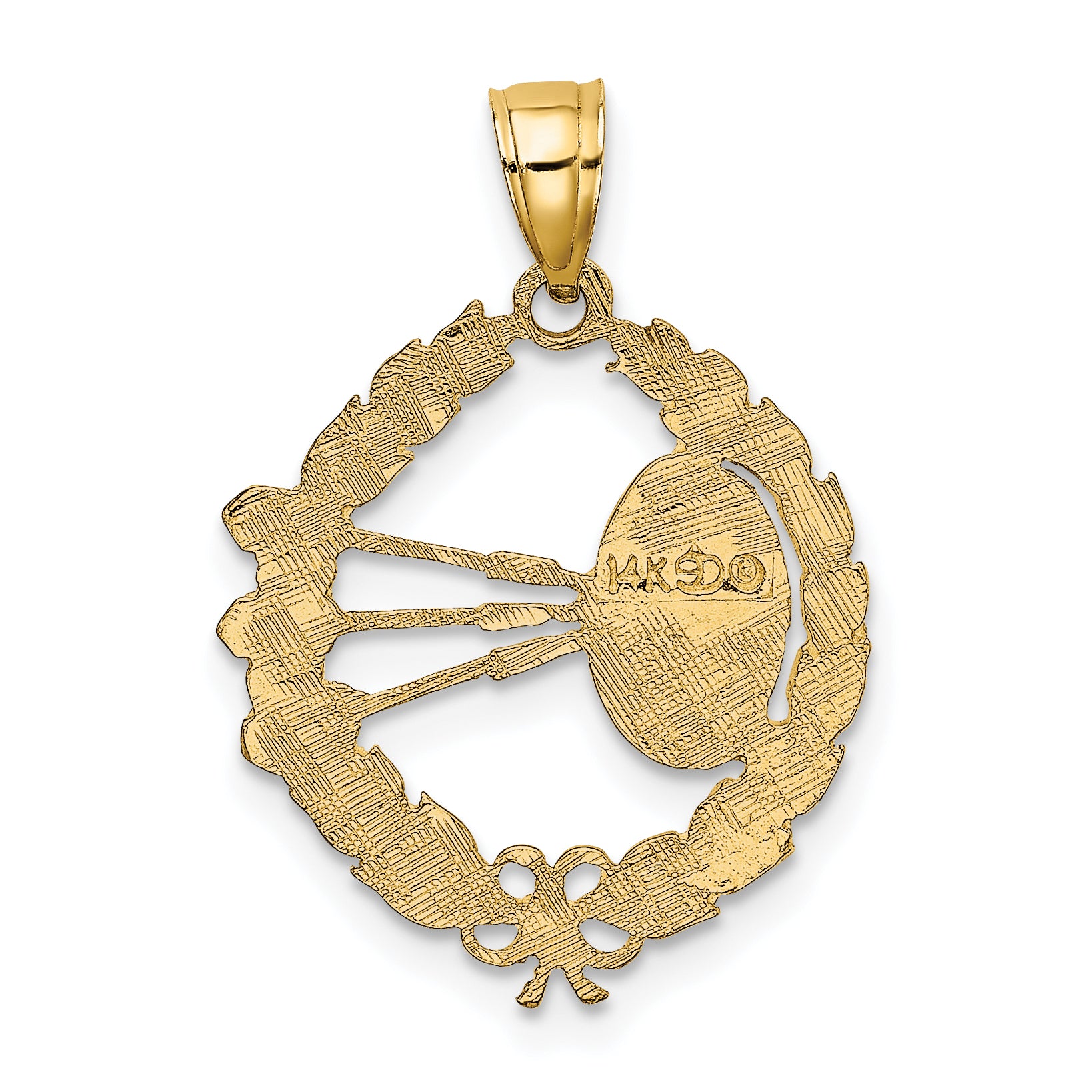 14k Dart Board and Darts in Leaf Design Charm