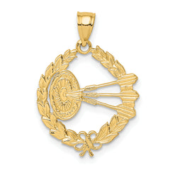 14k Dart Board and Darts in Leaf Design Charm