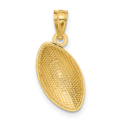 14K Polished Gold Football Pendant with Laser Design  Men's Textured Charm