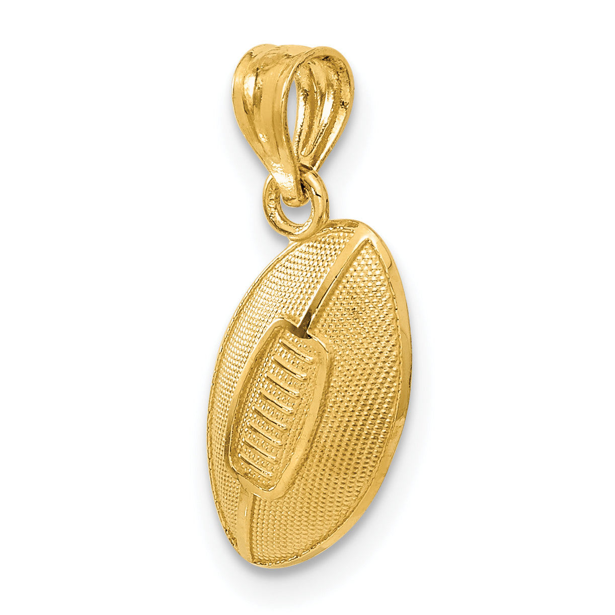 14K Polished Gold Football Pendant with Laser Design  Men's Textured Charm