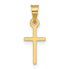 14K Gold Polished Cross Charm Elegant Flat Back Design