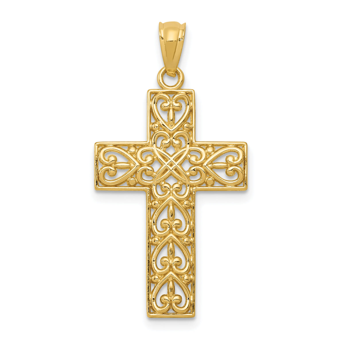 14k Diamond-cut Filigree Cross Pendant