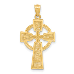 14K Gold Diamond-Cut Celtic Cross Pendant  Solid and Elegant Design