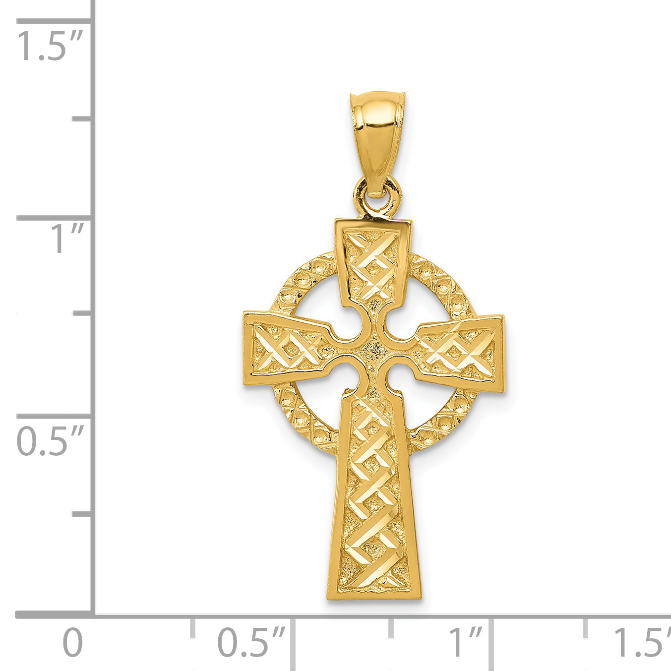 14K Gold Diamond-Cut Celtic Cross Pendant  Solid and Elegant Design