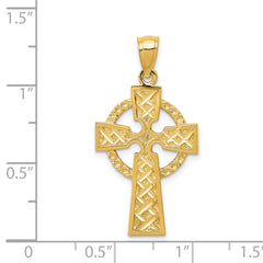 14k Diamond-cut Celtic Cross Pendant